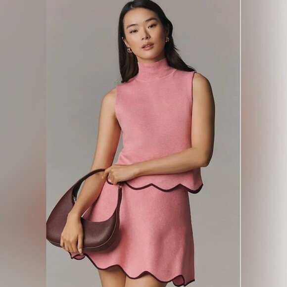 NWT Size L - Maeve scalloped-hem mini skirt Candy Pink (NWT US$ 98) - Picture 2 of 13